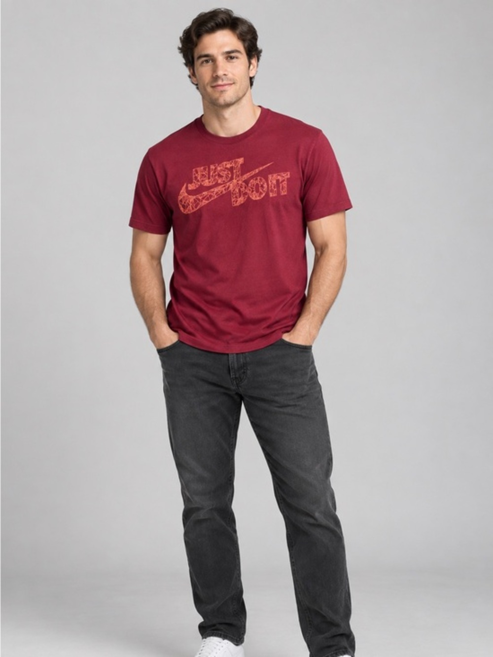 Nike Just Do It Burgundy Geometric Logo T Shirt Medium